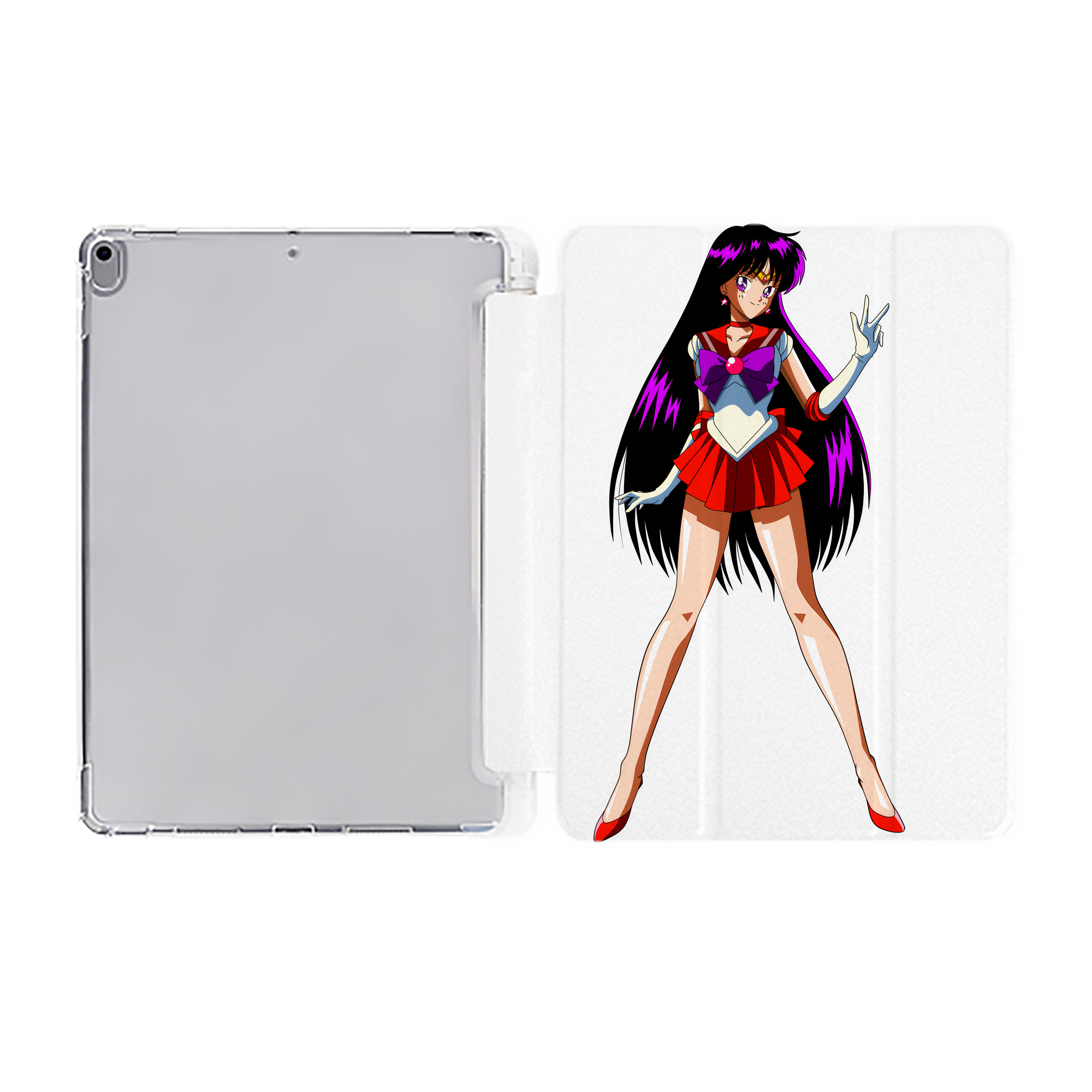 （画像用） 美少女戦士セーラームーン 火野レイ ひの レイ Sailor Moon Hino Rei （セーラーマーズ,Sailor Mars） IPad ケース ペン収納付き 三つ折りスタンド PUレザー×シリコン 対応機種9.5/10.5/10.9インチ
